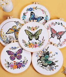 abordables -Kit de bordado de mariposa para principiantes, kit de bordado para principiantes, bordado moderno, punto de cruz, kit de bordado a mano, bordado, kit de manualidades de bricolaje