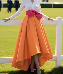 economico -Linea ad A Asimmetrico Abito Derby Abito da Sera Da principessa Abito formale Elegante Manica Lunga Scollo a V Derby del Kentucky Cintura / Fascia con Fiocco/Fiocchi