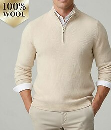 preiswerte -Hochwertiger Herrenpullover aus reiner Wolle und Kaschmir mit Viertelreißverschluss, klassischer Strickpullover, weich, warm und atmungsaktiv.