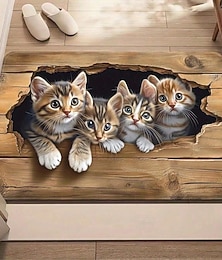 رخيصةأون -حصيرة مدخل تتضمن خداع بصري ثلاثي الأبعاد تصميم فخ بصري حصيرة بلا انزلاق تصميم قطة لطيفة خشبي للمدخل المدخل المرحاض داخلي خارجي طين دياتومي سريع الجفاف ماص 20 × 31 بوصة