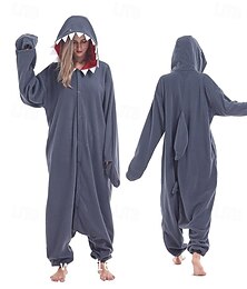 abordables -Pyjama Kigurumi Costume de Groupe Costume grenouillère Animal Requin Chaud Confortable À capuche Toison Adulte Homme Femmes Unisexe Halloween Carnaval Soirée Performance Vêtements de Maison Se