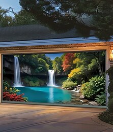 economico -arazzo Copertura per porta del garage Grande appeso Cascata 森林 3D Da serata All'aperto Sfondi di ripresa Porta d'ingresso Arredamento per la casa