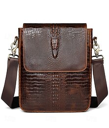 halpa -miesten ylellinen krokotiilikuvioinen kohokuvioitu nahkalaukku - monivärinen pystysuora olkalaukku toimistoon, työhön ja päivittäiseen käyttöön