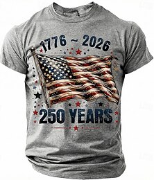 preiswerte -4. Juli 2026 250. Gedenktag Herren 3D Druck US Flagge Rundhals Kurzarm T-Shirt Alltag Straße