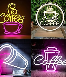 abordables -Enseigne lumineuse LED néon café, dimmable, alimentée par USB, colorée, pour intérieur chambre, restaurant, café, mur, créative, en forme d'alphabet, décorative.