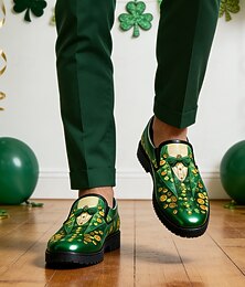 abordables -Baskets vertes pour homme pour la Saint-Patrick – un modèle élégant à enfiler orné d'un motif trèfle festif, parfait pour les célébrations de la Saint-Patrick.
