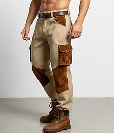 economico -Per uomo Nido d'ape Pantaloni Cargo Pantaloni Pantaloni casual Patchwork Tasca Elastico in vita Semplice Comodità Morbido Lunghezza intera Casuale Quotidiano All'aperto Moda Streetwear Nero Verde