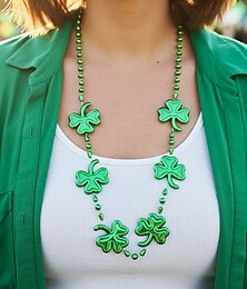 abordables -Collier acrylique pour femme pour la Saint-Patrick, orné de trèfles et de chapeaux, disponible en plusieurs styles, perles vertes, idéal pour les fêtes et les occasions spéciales.