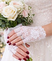 abordables -Gants en dentelle sans doigts pour femmes, en polyester, disponibles en plusieurs couleurs, parfaits pour les mariages et les fêtes.