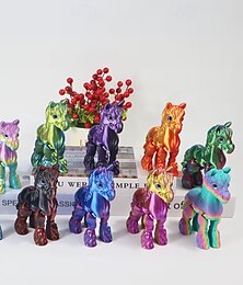 preiswerte -3D-gedruckte Pferdestatue mit beweglichen Gelenken, realistische Pferdefigur mit ausdrucksstarken Augen &Flauschige Mähne, Dekoration für das chinesische Neujahr im Freien, Geschenk zum