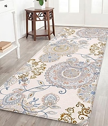 رخيصةأون -سجادة ممر بنمط بوهيمي، مصنوعة من قماش الفلانيل المطبوع، سجادة أرضية منزلية، سجادة ناعمة مانعة للانزلاق، سجادة مدخل الحمام