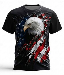 abordables -4 de julio de 2026 250º Memorial Día Camiseta de Manga Corta Gráfica Patriótica Patriota Bandera Americana