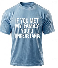 baratos -Se você conhecesse minha família, entenderia. Camiseta engraçada e sarcástica, mistura de algodão, lavagem mineral, azul vintage, lavagem ácida, retrô, estampa gráfica. Tamanhos: P, M, G, GG, XGG,