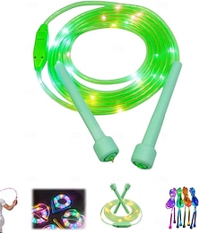 お買い得  -子供用 LED ライトアップ ジャンプロープ、長さ調節可能な光る縄跳び、絡まない PVC ジャンプロープ、カラフルな光るジャンプロープ、屋内屋外フィットネスエクササイズ、夜のパーティーの記念品