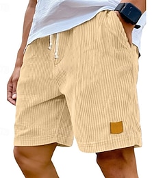 Недорогие -Муж. Летние шорты Повседневные шорты Вельветовые шорты Карман Кулиска Эластичная талия Полотняное плетение Комфорт Дышащий Короткие на открытом воздухе Отпуск Спорт На каждый день Черный Белый