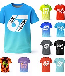 billiga -Unisex Pojkar 3D Grafisk Färggradient Rolig slang 67 T-shirt Kortärmad 3D-tryck Sommar Vår Sport Mode Streetwear Barn 4-12 år Rund hals Ledigt Dagligen Utomhus Normal
