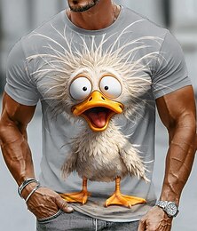 abordables -Homme Animal Drôle T-shirt Manche Courte T-shirt Impression 3D Col ras du cou Chemise Exagéré Designer Soirée Fête Bleu Gris Été Printemps Vêtement Tenue S M L XL XXL XXXL