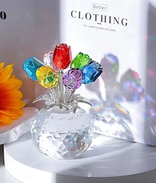 halpa -kristalli värikäs ruusukukka keräilyhahmo maljakolla koristeellinen lasinen ruusukoriste romanttinen lahja ystävänpäiväksi qixi-vuosipäivän olohuoneen esillepano