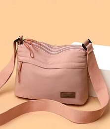 abordables -Bolso bandolera de nailon para mujer, bolso de diario multibolsillos ligero de gran capacidad, estilo casual multicolor para viajes diarios, compras y uso urbano.