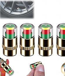 abordables -Lot de 4 bouchons de valve pour moniteur de pression de pneus, capteur de pression de 2,4 bar (36 psi) avec indicateur lumineux tricolore, bouchons de valve universels pour voitures