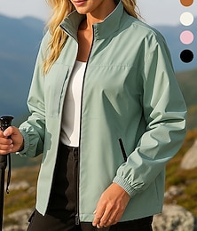 cheap -Women's Windbreaker Softshell Jacket Hiking Jacket Outdoor Waterproof Windproof Hiking Outfits Hiking Clothes Spring Autumn / Fall Top Camping / Hiking / Caving Running Solid Color Black White Pink
