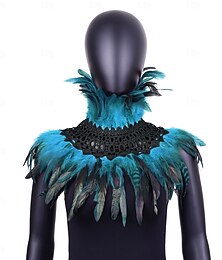abordables -Carnaval 2026 Accessoires de Carnaval de Rio Samba Cape Châle Femme Plumes Sargentine avec Choker en Dentelle Noire Costume de Performance Festival Brésilien