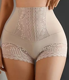 billiga -Dam Shapewear Mode Ljuv Ren färg Spets Shorts Semester Gata Datum Svart Beige Sommar Vår Smal passform