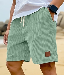 abordables -Homme Shorts d'été Shorts de plage Short décontracté Short en velours côtelé Cordon de serrage Taille Élastique Couleur Unie Confort Respirant Longueur Genou Quotidien Extérieur Fête Vacances Mode
