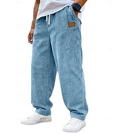preiswerte -Herren Hose Cordhose Baggy-Hosen Freizeithose Kordelzug Gerader Schnitt Einfarbig Komfort Volle Länge Lässig Täglich Outdoor Urlaub Mode Schwarz Weiß Mikroelastisch