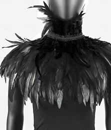 abordables -Costumes de Carnaval 2026 Carnaval de Rio Accessoires Samba Châle en Plumes Noires avec Col Montant pour Femmes Costume de Performance Festival Brésil