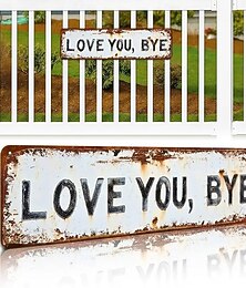 abordables -Je t'aime, au revoir – Plaque murale vintage en métal, panneaux métalliques « Je t'aime, au revoir », décoration murale en métal style rétro avec motif végétal, couloir &Décoration de porte, art mural