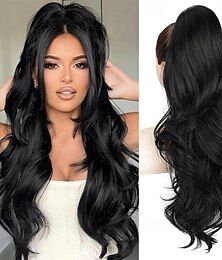 olcso -lófarok hosszabbítás 26 hüvelykes húzózsinóros lófarok hosszabbítás nőknek hosszú, hullámos hajhosszabbítás mindennapi használatra (1b)