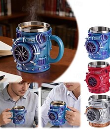 preiswerte -Retro-V8-Motor-Becher, kreative Turbolader-Becher, origineller 3D-Kaffeebecher mit mechanischem Design, ideales Geschenk für Autoenthusiasten und Mechaniker &Technikbegeisterte