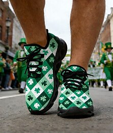 abordables -Baskets de sport pour hommes, motif trèfle vert, pour la Saint-Patrick – chaussures de course respirantes et confortables, idéales pour le défilé irlandais, les promenades en extérieur, les fêtes et le quotidien.