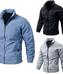 abordables -Homme Blouson d'Aviateur Coupe-Vent Veste de randonnée Extérieur Imperméable Coupe-vent Tenues de randonnée Vêtements de randonnée Printemps Automne Top Camping / Randonnée / Spéléologie Course Noir