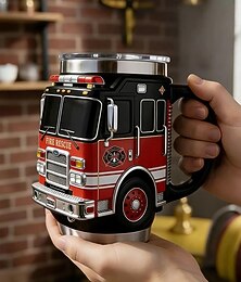 olcso -tűzoltó bögre, a legbátrabbaknak kézzel készített tűzoltóautós kávésbögre, tűzoltó kávésbögre, vicces 3D-s tűzoltóautós pohár, tartós italos edény forró italokhoz &hideg italok, tűzoltóknak,