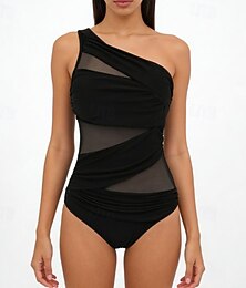 abordables -Femmes Maillot de bain Maillots de bain Une pièce Couleur Unie Maille Protection UV Élastique Sans manches Maillot de Bain Maillot de bain Surf Plongée Natation Été