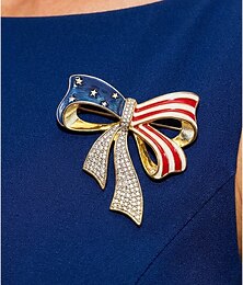 abordables -Broche patriote en forme de nœud pour femmes du 250e anniversaire des États-Unis disponible en or et en argent en matériau allié parfait pour les célébrations de l'Amérique et du jour de