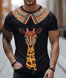 abordables -Homme Géométrique T-shirt Manche Courte T-shirt Impression 3D Col ras du cou Chemise Mode Ethnique Quotidien Rue Noir Vert Été Printemps Vêtement Tenue S M L XL XXL XXXL