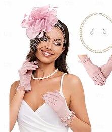 billiga -Handskar Fascinatorhatt Fascinator Gentledam Maskeradkläder Dam Maskerad Ascot Hästkapplöpningsfestival Vuxna Huvudbonad Alla årstider