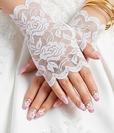 abordables -Gants en dentelle pour femmes, en dentelle de polyester, disponibles en plusieurs couleurs, parfaits pour les mariages, les fêtes et les occasions spéciales.