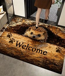 رخيصةأون -سجادة ترحيبية على شكل قنفذ، بتصميم حيوان لطيف مع آثار أقدام، متينة وجذابة، مثالية لتزيين مدخل المنزل