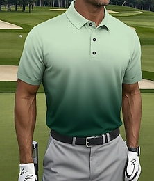 abordables -Hombre Degradado Golf Camisetas polo deportivas Manga Corta Camisas de polo Camisas con cuello Casual Ropa Deportiva Botones Primavera verano Morado Verde Trébol Gris