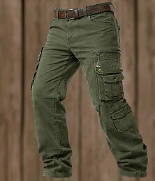 billige -Herre Militærbukser Cargo bukser Bukser Arbeidsbukser Multi lomme Klapplomme عادي Full lengde Avslappet Daglig utendørs Ferie Klassisk Løstsittende Militærgrønn Lilla Uelastisk