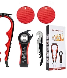 preiswerte -5-in-1-Multifunktions-Glasöffner für schwache Hände, Senioren mit Arthritis, Flaschenöffner und Deckelöffner für arthritische Hände mit rutschfester Gummigriffauflage