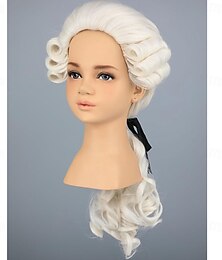 abordables -Perruque de juge colonial, perruque blonde du XVIIIe siècle pour costume d'enfant, cosplay (beige)