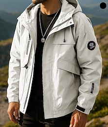abordables -Homme Coupe-Vent Veste softshell Extérieur Imperméable Coupe-vent Tenues de randonnée Vêtements de randonnée Printemps Automne Top Camping / Randonnée / Spéléologie Course Couleur Unie Noir Blanche