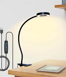 economico -Lampada da scrivania a clip a LED da 1 pezzo, 48 perline LED, 3 modalità colore, luminosità regolabile, senza sfarfallio, protezione per gli occhi, alimentazione tramite USB da 5 V, studio, ufficio,