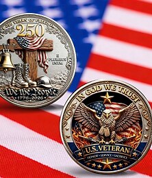 voordelige -Amerikaanse veteraan "In God We Trust" 250 jaar vrijheid herdenkingsmunt, challenge coin 1776-2026, gelimiteerde oplage, munt met adelaar, militaire laarzen, Liberty Bell en Amerikaanse vlag.