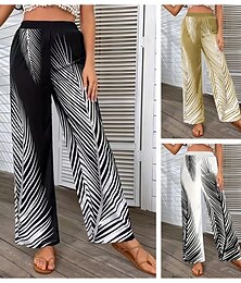 abordables -Mujer Perneras anchas Chinos Vacaciones Moda Ropa de calle Longitud total Alta cintura Plano Bolsillo Cintura elástica Confortable Suave Cómodo Elástico Exterior Vacaciones Calle Negro Blanco Amarillo